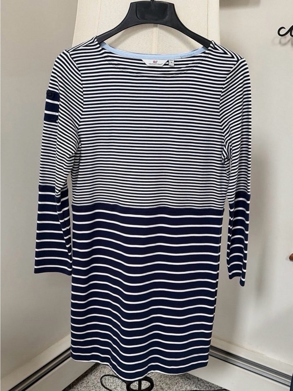 Vineyard Vines Striped Navy and White Boatneck Dress M